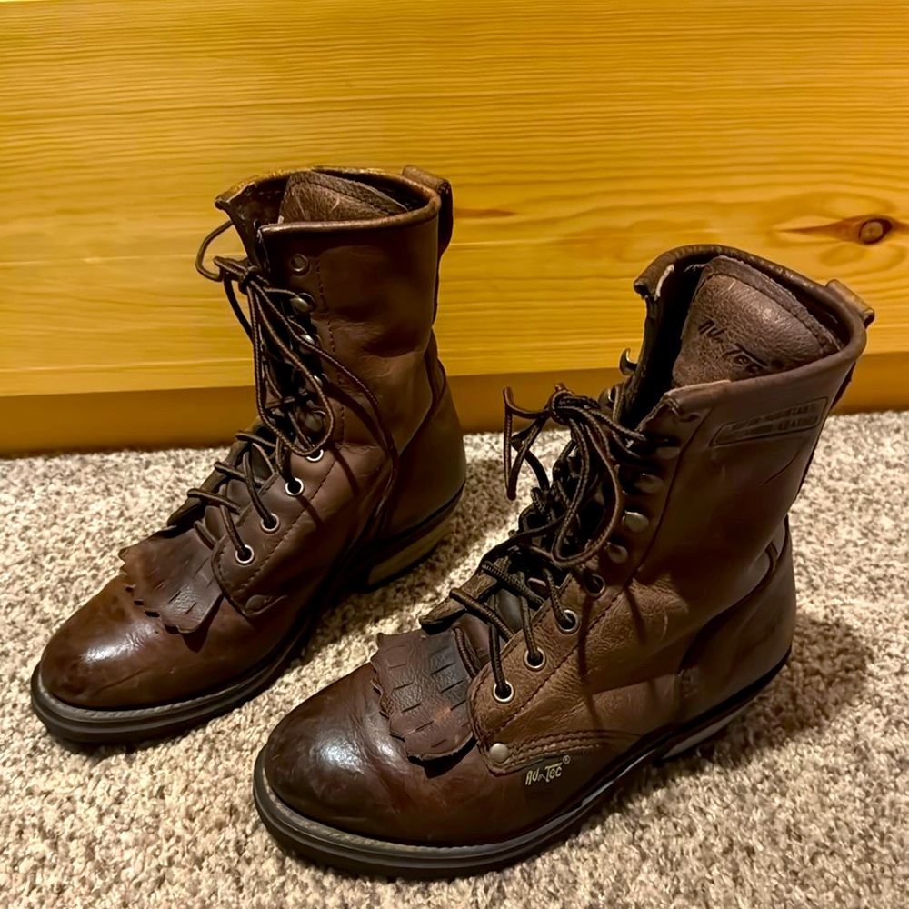 Classic Brown Leather Lace-Up Women's Boots